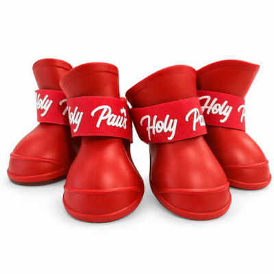 Holy Paws XXL dog boots, one set of four shown in red; supplied colour may vary