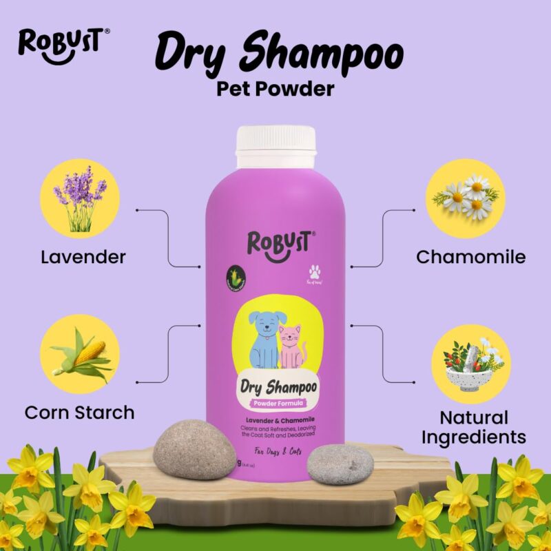 Robust Dry Shampoo for Dogs and Cats, Lavender & Chamomile, 125g - Image 4