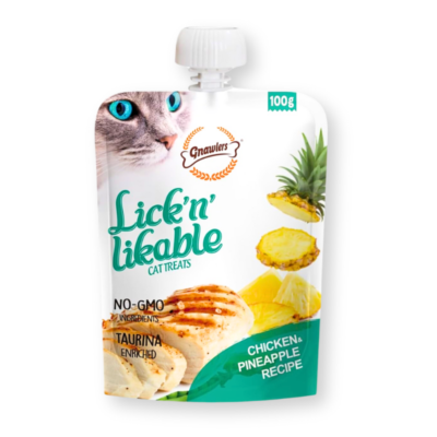 Gnawlers Lick n Lickable Cat Treats - Chicken & Pineapple, 100g