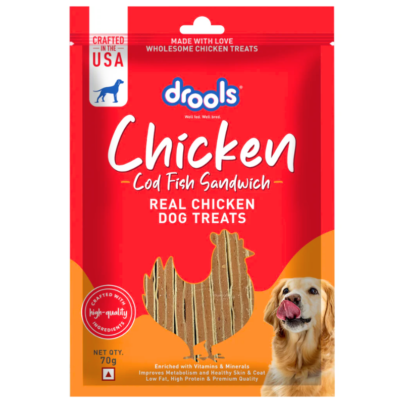 Drools Chicken Cod Fish Dog Treats 70g