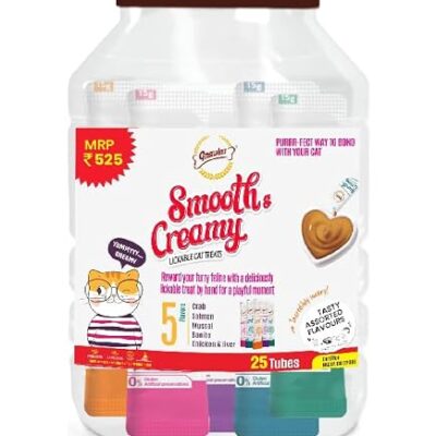 Gnawlers Smooth and Creamy lickable cat treats – 25 tubes of 15 g, 375 g jar