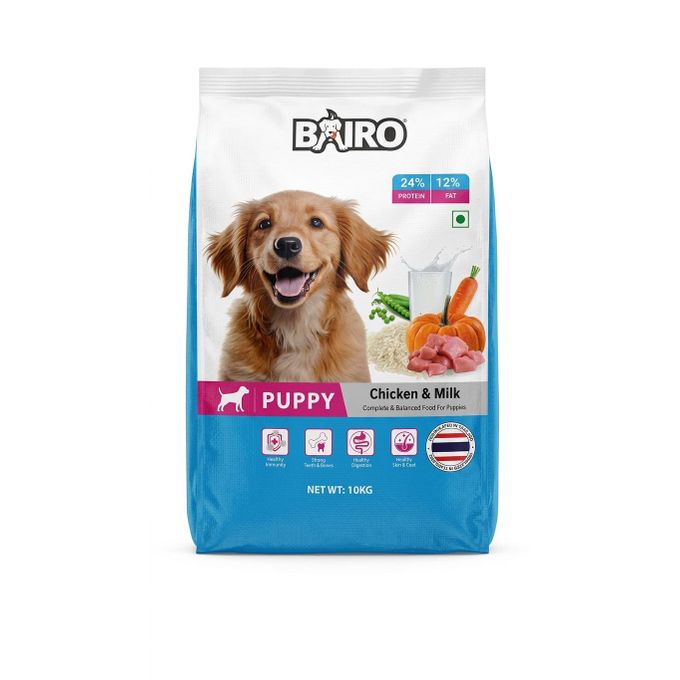 Bairo Puppy Chicken & Milk Dry Dog Food – 10 kg 1 Bairo Puppy Chicken and Milk dry dog food – actual bag labelled NET WT 10KG