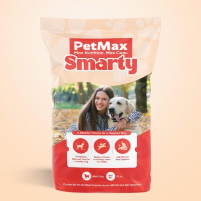 PetMax Smarty Adult Chicken and Rice dry dog food 20 kg outer bag – front packaging