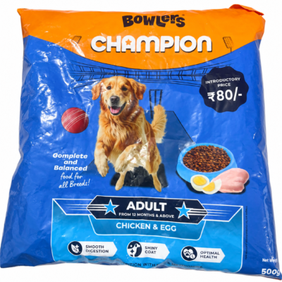 Bowlers Champion Adult Chicken & Egg 500g – cleaned front-pack photo
