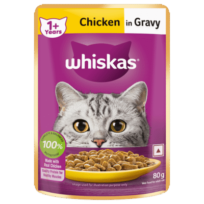 Whiskas Adult Chicken in Gravy Wet Cat Food, 80 g – one pouch