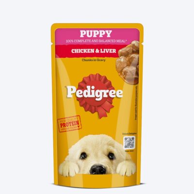 Pedigree Puppy Chicken & Liver Chunks in Gravy wet dog food, single 130 g pouch